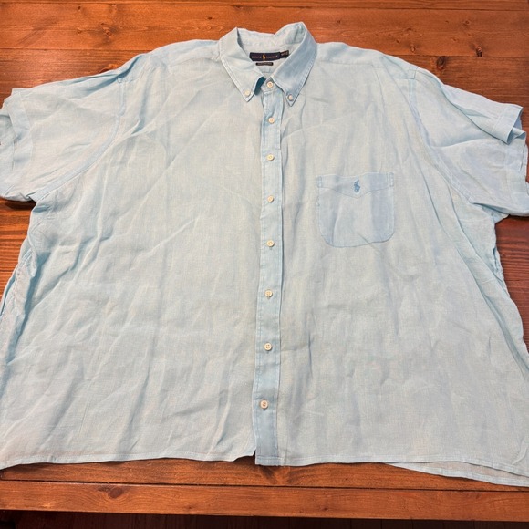 Polo Ralph Lauren Other - Ralph Lauren Linen Bright Blue Ocean Wash S/S Button Down Shirt Size‎ 4XLT *READ